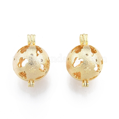 Brass Hollow Diffuser Locket Pendants&nbsp;KK-C006-27G-1