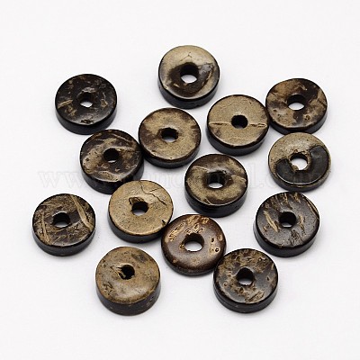 染めドーナツココナッツビーズ  ココナッツブラウン  9x2~5mm  穴：2~3mm  約1612個/500g&nbsp;COCB-M001-9mm-08-1