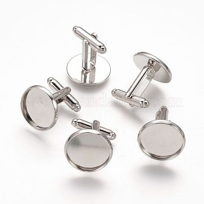 真鍮のカフスボタン  カフスボタン  トレイ付き  プラチナ  18x18mm  トレイ：16mm&nbsp;LS-KK-E464-P-1