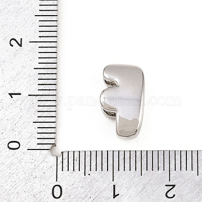 真鍮ビーズ  長持ちメッキ  ラックめっき  鉛フリー＆カドミウムフリー  プラチナ  文字F  14x8x5mm  穴：11x3mm&nbsp;KK-B167-27P-F-1
