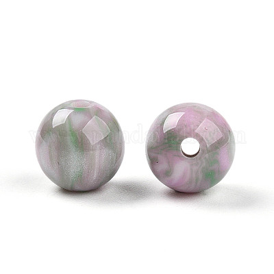 樹脂ビーズ  ラウンド  ツートン  スミレ  10mm  穴：2mm&nbsp;RESI-YW0004-28B-03-1