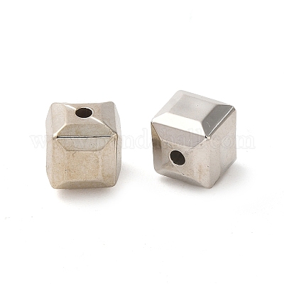 CCBプラスチックビーズ  銀  正方形  7.5x7.5x7.5mm  穴：1.4mm&nbsp;KY-B003-02-1