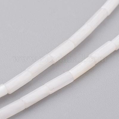 天然石シェルビーズ連売り  染め  コラム  フローラルホワイト  6x2mm  穴：0.5mm  約67個/連  15.2インチ&nbsp;X-BSHE-P017-03-1