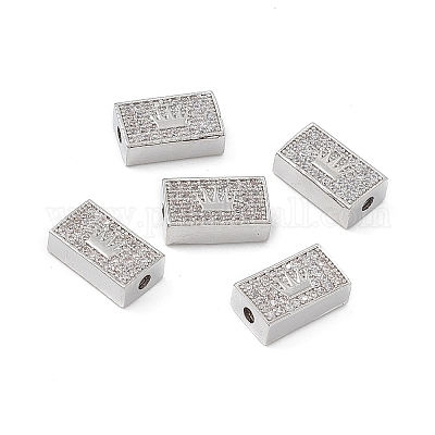 Brass Micro Pave Clear Cubic Zirconia Beads&nbsp;KK-E068-VB461-1