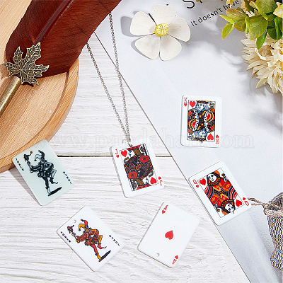 12個6スタイルプリントアクリルパーツ トランプ模様の四角形 トランプ