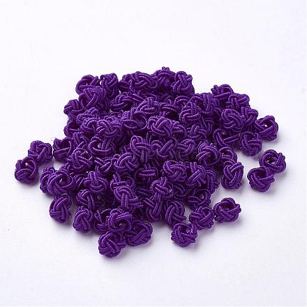 ポリエステルファブリックビーズ  ラウンド  青紫色  6x5mm  穴：4mm  約200個/袋&nbsp;WOVE-N002-40-1