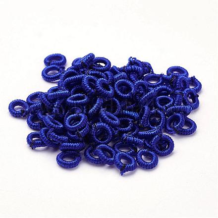 ポリエステルファブリックビーズ  リング  ミディアムブルー  6x2mm  穴：3mm  約200個/袋&nbsp;WOVE-N003-69-1