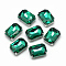 Sew on Rhinestone, Multi-strand Links, Glass Rhinestone, with Brass Prong Settings, Garments Accessoriess, Faceted, Octagon, Platinum, Sea Green, 18x13x7mm, Hole: 0.8~1mm