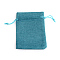 Polyester Imitation Burlap Packing Pouches Drawstring Bags, Dark Cyan, 9x7cm