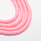 Handmade Polymer Clay Heishi Beads, Disc/Flat Round, Flamingo, 8x0.5~1mm, Hole: 2mm, about 380~400pcs/strand, 17.7 inch