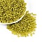 6/0 Round Silver Lined Round Hole Glass Seed Beads, Yellow, 4mm, Hole: 1.5mm, about 737pcs/50g