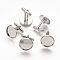 Brass Cufflinks, Cuff Button, with Tray, Platinum, 18x18mm, Tray: 16mm