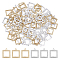 100Pcs 2 Colors Brass Pendants, Textured, Rectangle Charm, Mixed Color, 12x10x0.5mm, Hole: 1mm, 50pcs/color