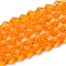 Transparent Glass Beads Strands, Faceted, Bicone, Orange, 6x6mm, Hole: 1mm, about 45~47pcs/strand, 9.65~9.84 inch(24.5~25cm)