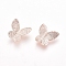 Alloy Cabochons, Butterfly, Rose Gold, 7.5x7.5x2mm