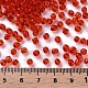 ガラスシードビーズ  トランスペアレント  ラウンド  レッド  6/0  4mm  穴：1.5mm  約1000個/100g&nbsp;X1-SEED-A004-4mm-5-3