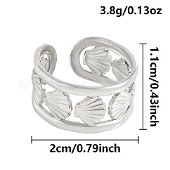 304 Stainless Steel Cuff Open Rings, Shell Shape, Stainless Steel Color, 11mm, Inner Diameter: 20mm