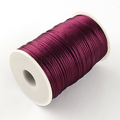 Polyester Cords, Satin Rattail Cord, Purple, 2mm, about 98.42 yards(90m)/roll