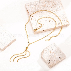 Stainless Steel Tassel Dapped Chain Necklaces&nbsp;PW-WG269F5-01