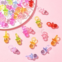 50個透明アクリルパーツ  ダミーおしゃぶり  ミックスカラー  31x15mm  穴：5x6mm&nbsp;TACR-YW0003-25