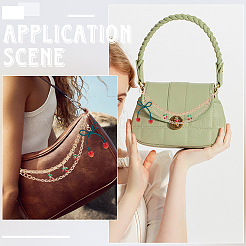 1Pc Zinc Alloy with Resin and PU Leather Dark Red Cherry Purse Decorative Chains&nbsp;AJEW-SC0002-99B