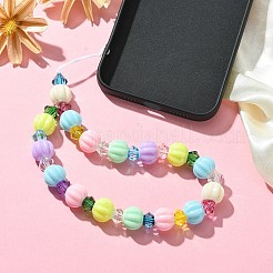 かぼちゃのアクリルビーズ携帯ストラップ  ナイロン糸モバイルアクセサリー装飾  カラフル  21.5cm&nbsp;HJEW-JM01248