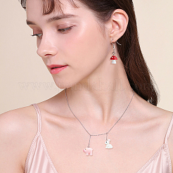 40スタイルの樹脂ペンダント10個  イヤリングのDIY  きのこ＆アヒル＆牛＆鶏＆蜂＆羊＆白鳥＆ウサギ＆豚＆猫  ミックスカラー  16~28.5x14.5~27x3.5~19mm  穴：2mm  4個/スタイル&nbsp;CRES-AR0001-13