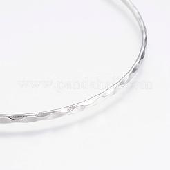 変色しにくい 304l ステンレススチール製仏教用バングル  波紋  ステンレス鋼色  2-5/8インチ（6.8cm）  2.5mm&nbsp;BJEW-G568-15P