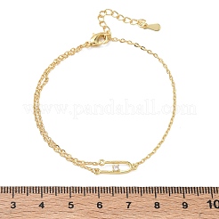 Brass Micro Pave Clear Cubic Zirconia Link Bracelets&nbsp;BJEW-E114-01E-G