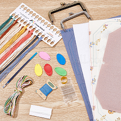 DIYの財布作りキット  バッグ財布財布刺繡スターターキットを含む  鉄の縫製指ぬきとピン  プラスチック針糸通し  ミックスカラー  15x23x2.3cm&nbsp;DIY-CA0003-86