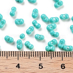焼付塗装ガラスシードビーズ  ピーナッツ  ミディアムターコイズ  2x4.5x2mm  穴：0.8~0.9mm  約15000個/ポンド&nbsp;X1-SEED-A033-05O
