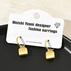 真鍮ペンダント フープピアス  正方形  18KGP本金メッキ  24x9.5mm&nbsp;EJEW-B120-08G-02