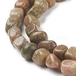 天然石ユナカイトビーズ連売り  タンブルストーン  ナゲット  7~11x7~9x5~7mm  穴：1mm  約45個/連  15.35''（39センチメートル）&nbsp;G-F464-37