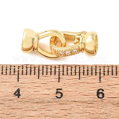 Brass Micro Pave Clear Cubic Zirconia Fold Over Clasps&nbsp;KK-CBA25B2-04G