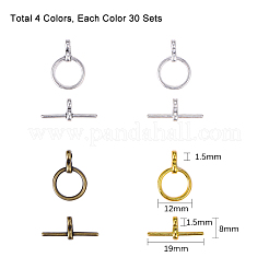 チベット風マンテル  ドーナツ  ミックスカラー  リング：12x1.5mm  穴：1.5mm  バー：8x19x1.5mm  穴：1.5mm  120セット /箱&nbsp;TIBE-PH0004-94