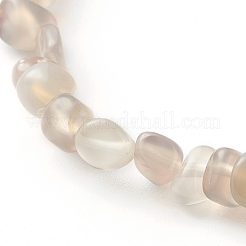 Natural Grey Agate Chip Beads Bracelet for Girl Women&nbsp;BJEW-JB06748-08