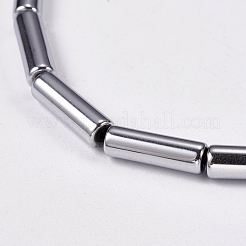 非磁性合成ヘマタイトビーズ連売り  コラム  銀メッキ  4x13mm  穴：1mm&nbsp;G-K022-3x14mm-08