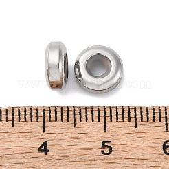 201ステンレスビーズ  内部のゴムと  スライダービーズ  フラットラウンド  変色防止  ステンレス鋼色  3.2x8mm  穴：2.5mm&nbsp;STAS-D301-12P