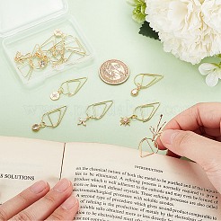 12Pcs 6 Style Flower/Snowflake/Bowknot Brass Micro Cubic Zirconia Charm Bookmarks&nbsp;AJEW-AB00184