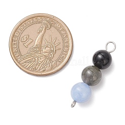 Dyed Natural Malaysia Jade & Black Onyx(Dyed & Heated) & Amethyst & Labradorite & Rose Quartz Round Beaded Connector Charms&nbsp;PALLOY-JF04052-01
