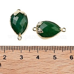 Dyed Natural Malaysia Jade Faceted Teardrop Connector Charms&nbsp;G-B081-03G-03