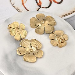 304 Stainless Steel Flower Dangle Stud Earrings&nbsp;EJEW-K268-70G