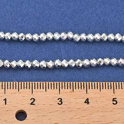 電気メッキガラスビーズセット  多面カット  ロンデル  銀  3x2.5mm  穴：0.8mm  約136~144個/連  35~36cm&nbsp;X-EGLA-D030-15A-06