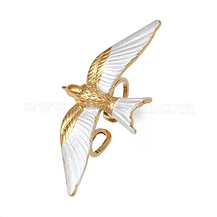 女性用304ステンレススチールオープンカフリング  エナメル  ゴールドカラー  鳥  鳥：23x47.5mm  調整可能&nbsp;RJEW-A081-01B-G