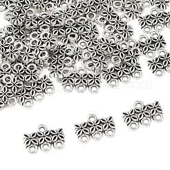チベットスタイル亜鉛合金シャンデリアコンポーネントのリンク  花  アンティークシルバー  11.5x16x2mm  穴：1.6mm&nbsp;PALLOY-WH0088-15AS