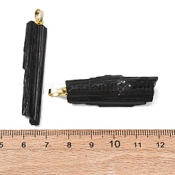 天然黒トルマリンビッグペンダント  真鍮製スナップ留めのナゲット チャーム  ゴールドカラー  34~53x10~15x8~11mm  穴：6.5x4mm&nbsp;GG-C001-03G