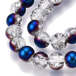 Electroplated Crackle Glass Beads Strands&nbsp;EGLA-N014-6mm-05