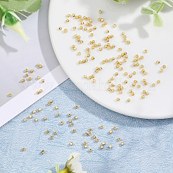 真鍮キューブビーズ150個  18KGP本金メッキ  2x2x2mm  穴：1mm&nbsp;KK-HY0003-65