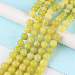 天然石レモンジェイド翡翠ビーズ連売り  ラウンド  10mm  穴：1mm  約36~38個/連  14.88~14.96インチ（37.8~38cm）&nbsp;G-G0003-C02-A