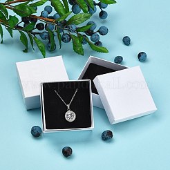 厚紙のジュエリーボックス  イヤリング＆リング＆ペンダント用  内部のスポンジ  正方形  ホワイト  7.5x7.5x3.5cm  インナーサイズ：7x7センチメートル&nbsp;CBOX-N012-23